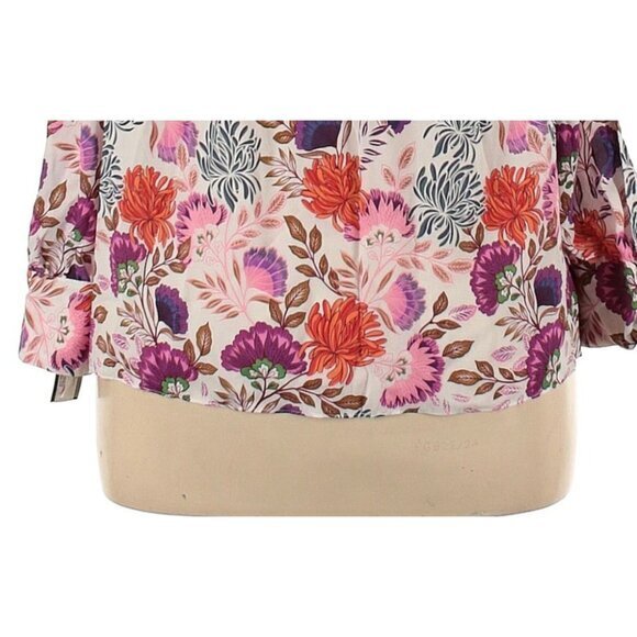 INC Womens Blouse 3X Floral Spring Feminine Long‎ Sleeves Boat Neck Pink Boho - Picture 9 of 12